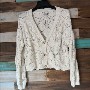 Freshman Cream Button-Up Knit Cardigan